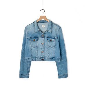 J. CREW cropped distressed denim jacket XL
